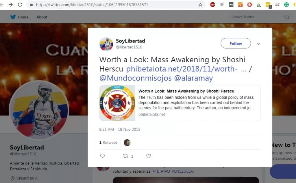 Mentioned on SoyLibertad, Twitter 18.11.18