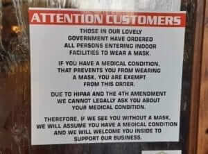 medical exception not to wear a mask in a shop 