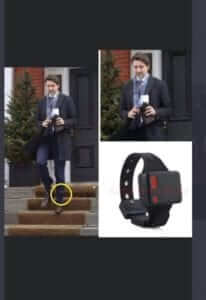 justic trudeau with an electronic tracking device