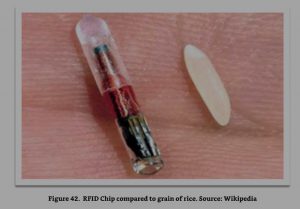 RFID chip compared to a grain of rice 